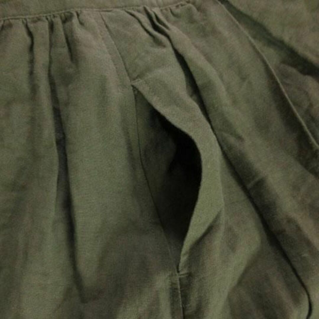 moussy(マウジー)のマウジー フレアスカート ミモレ ひざ丈 麻 カーキ 211202AH10A レディースのスカート(ひざ丈スカート)の商品写真