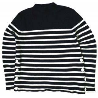 ドゥロワー(Drawer)のDrawer ドゥロワー ボーダークルーネックプルオーバー 6513-106-0733 1 NAVY セーター ナバルボーダー カシミヤ ニット サイドボタン トップス【中古】【Drawer】(ニット/セーター)