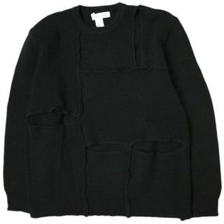 コムデギャルソン(COMME des GARCONS)のCOMME des GARCONS SHIRT コムデギャルソンシャツ 日本製 パッチワーク & カットワーク クルーネックニット W28510 L BLACK セーター ドッキング ウール プルオーバー トップス【中古】【COMME des GARCONS SHIRT】(ニット/セーター)