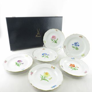 マイセン(MEISSEN)の未使用 MEISSEN マイセン ベーシックフラワー 030110 501 中皿 6枚 18cmプレートセット ケーキ 金彩 一つ花 SU5436X (食器)