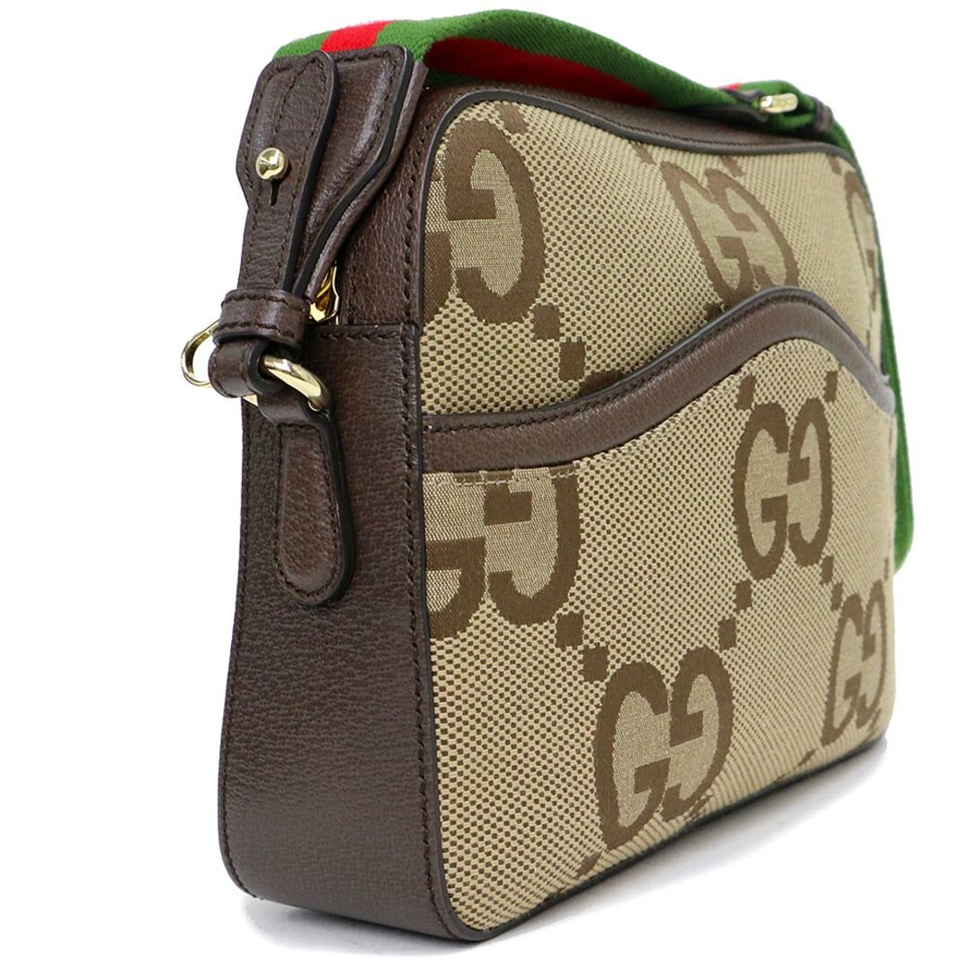 Gucci(グッチ)のグッチ ジャンボGG ショルダー メッセンジャーバッグ 斜め掛け GGキャンバス レザー コットンリネン キャメル ベージュ エボニー ダークブラウン ゴールド金具 675891 GUCCI（新品・未使用品） メンズのバッグ(メッセンジャーバッグ)の商品写真