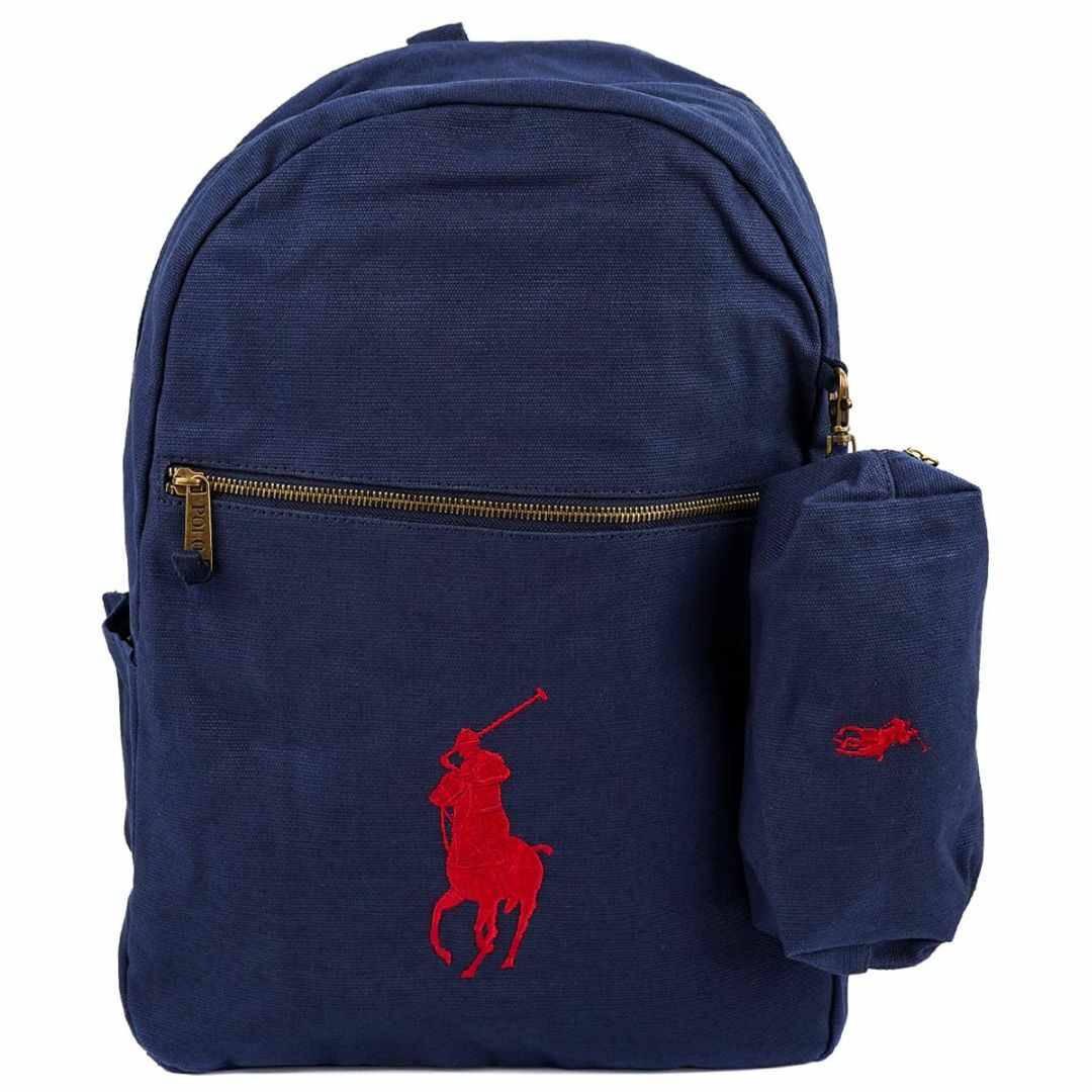 POLO RALPH LAUREN(ポロラルフローレン)のPolo Ralph Lauren ポロラルフローレン バックパック 9AR071 Polo Ralph Lauren Backpack 男女兼用 ジュニア リュック ネイビー×レッド レディースのバッグ(リュック/バックパック)の商品写真