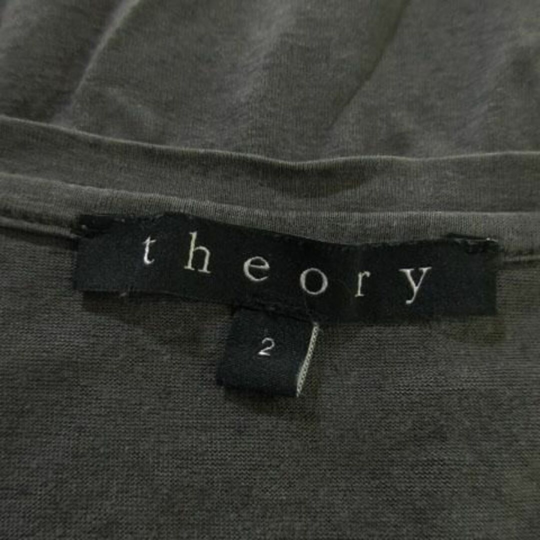 theory(セオリー)のセオリー Tシャツ カットソー 丸襟 半袖 麻混 グレー 220523AH9A レディースのトップス(Tシャツ(半袖/袖なし))の商品写真