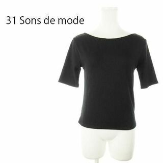 トランテアンソンドゥモード(31 Sons de mode)のトランテアン ソン ドゥ モード カットソー リブ 黒 220826AH12A(Tシャツ(半袖/袖なし))