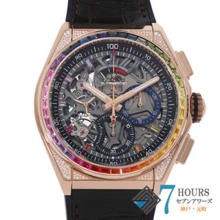 ゼニス(ZENITH)の【119101】ZENITH ゼニス  22.9003.9004/72.R585 デファイ エル・プリメロ21 レインボー スケルトンダイヤル PG/レザー（クロコ） 自動巻き ギャランティーカード 純正ボックス 腕時計 時計 WATCH メンズ 男性 男 紳士【中古】(腕時計(アナログ))