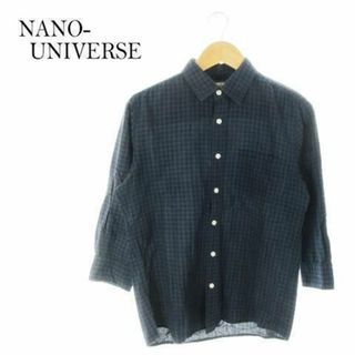 ナノユニバース(nano・universe)のナノユニバース 九分袖シャツ チェック M 青 メンズ 210513MN2A(シャツ)