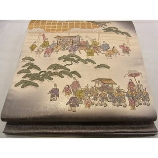 平和屋1■六通太鼓柄袋帯　平安人物文　金銀糸　引箔　逸品　eg1168(帯)