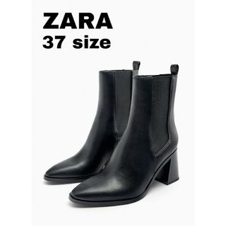 ザラ(ZARA)のZARA　ジオメトリック ハイヒール アンクルブーツ　37サイズ　ブラック(ブーツ)