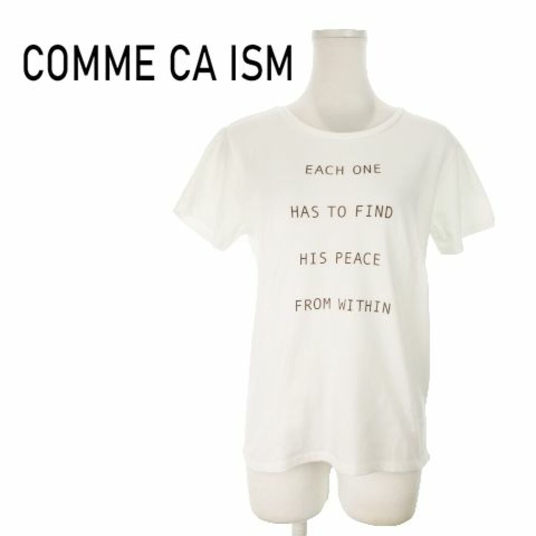 COMME CA ISM(コムサイズム)のコムサイズム 半袖Tシャツ プリント 9 白 ホワイト 220826AO6A レディースのトップス(Tシャツ(半袖/袖なし))の商品写真