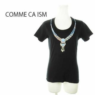 コムサイズム(COMME CA ISM)のコムサイズム Tシャツ 半袖 プリント ネックレス 黒 220830AH10A(Tシャツ(半袖/袖なし))