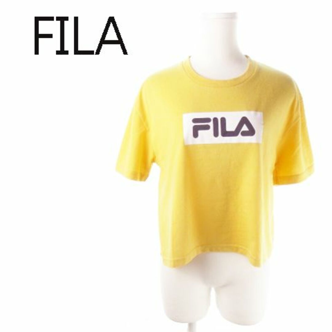 FILA(フィラ)のフィラ 半袖Tシャツ ショート丈 プリント ロゴ M 黄 220929AO6A レディースのトップス(Tシャツ(半袖/袖なし))の商品写真