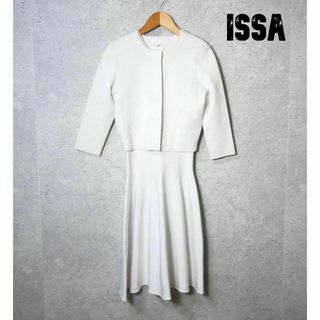 ISSA - 美品 ISSA セットアップ スーツ 膝丈ワンピース×ノーカラージャケット