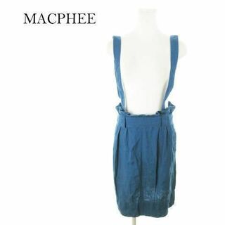マカフィー(MACPHEE)のマカフィー ジャンパースカート ひざ丈 リネン 36 青 210518MN5A(ひざ丈スカート)