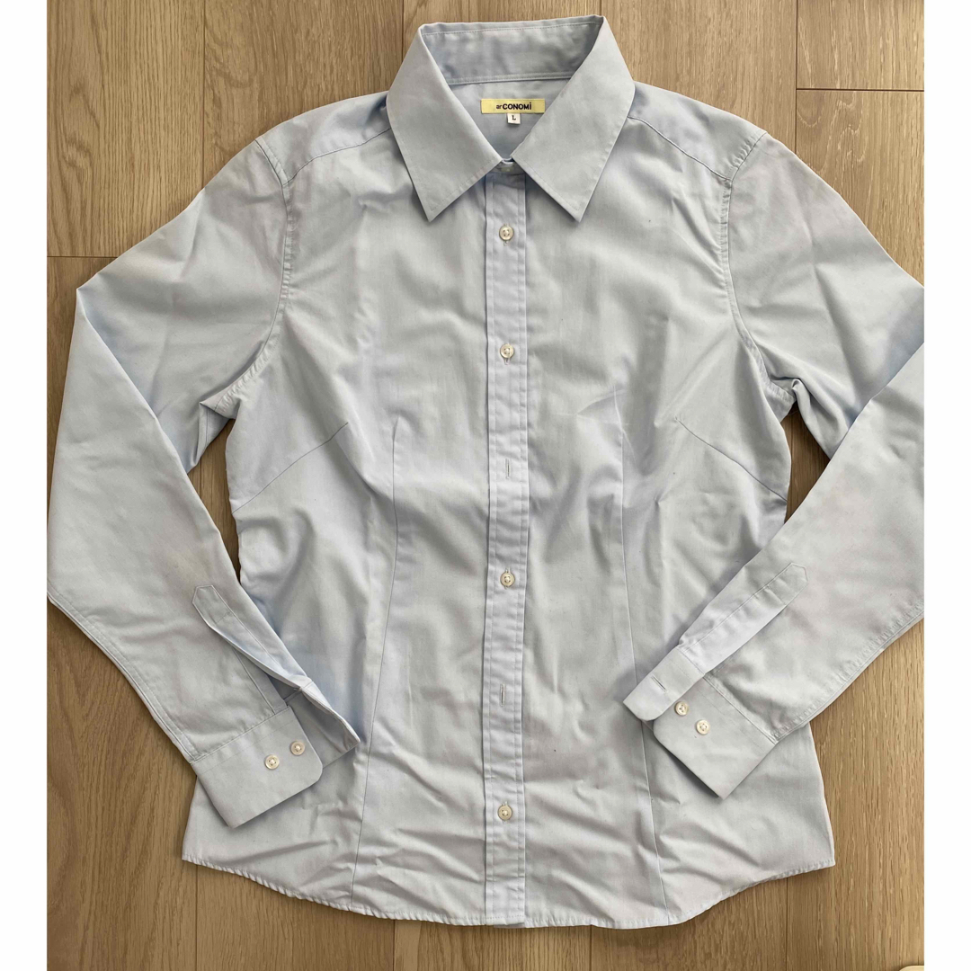 CONOMi(コノミ)のconomi制服長袖シャツ　ブルー レディースのトップス(シャツ/ブラウス(長袖/七分))の商品写真