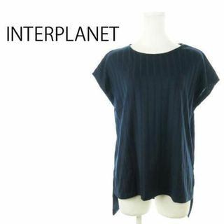 インタープラネット(INTERPLANET)のインタープラネット カットソー チュニック 半袖 紺 220831AH15A(シャツ/ブラウス(半袖/袖なし))