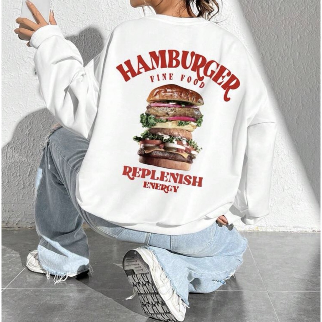 ハンバーガー　トレーナー レディースのトップス(トレーナー/スウェット)の商品写真
