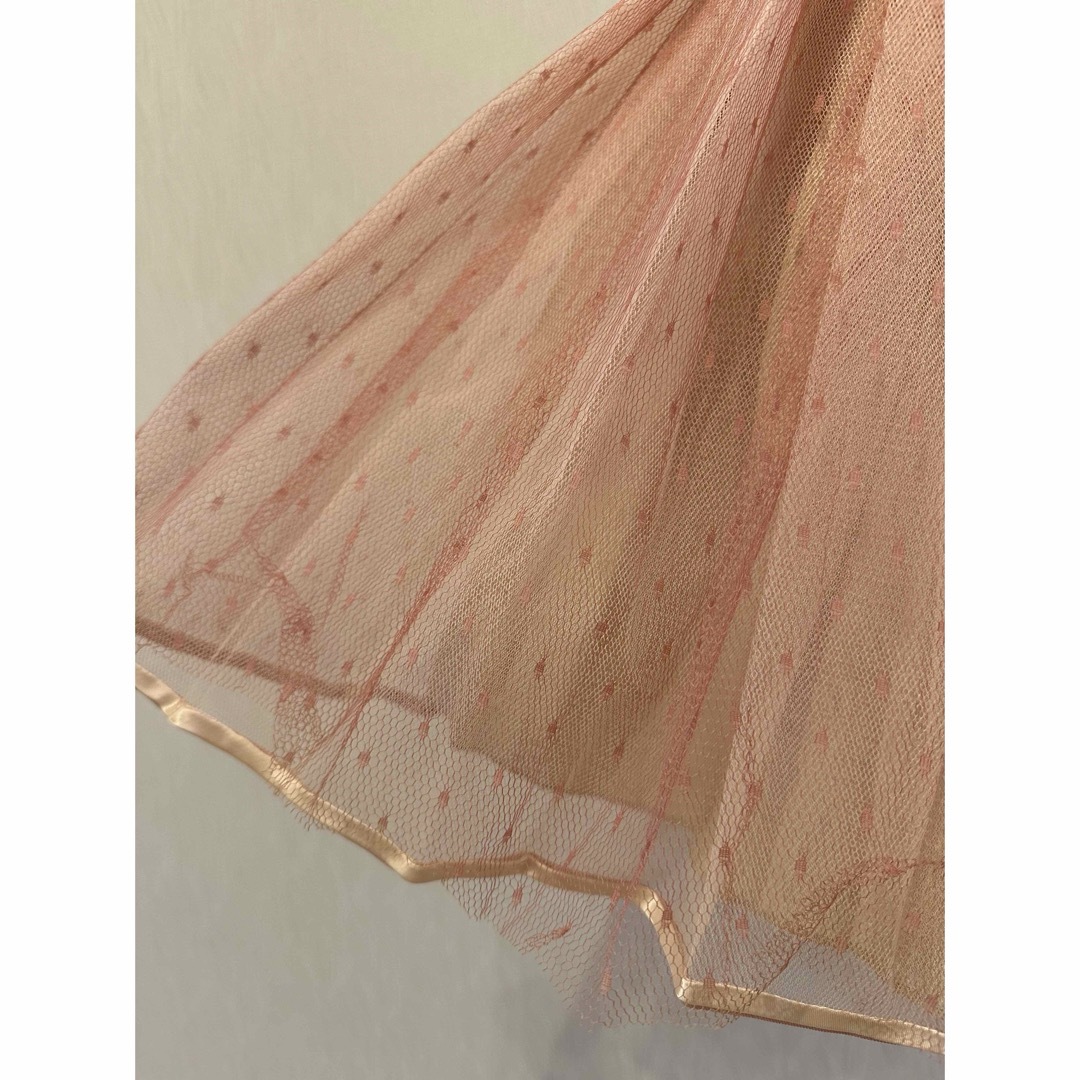 RED VALENTINO(レッドヴァレンティノ)のRED VALENTINO 張りのあるドットチュールスカート　ピンク　超美品 レディースのスカート(ひざ丈スカート)の商品写真