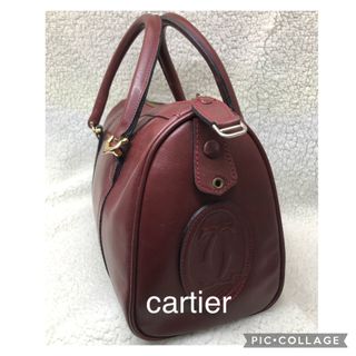 カルティエ(Cartier)のcartier カルティエ　マストライン　レザーボストンバッグ　ヴィンテージ(ボストンバッグ)