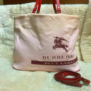 バーバリーブルーレーベル(BURBERRY BLUE LABEL)のバーバリーブルーレーベル　トートバッグ　2way　ハンド　キャンバス　レザー(ハンドバッグ)