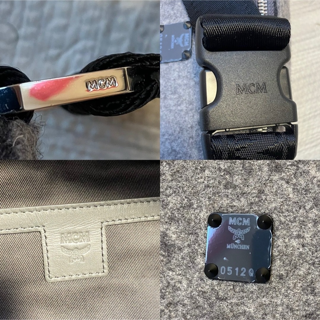 MCM(エムシーエム)のMCM 9AFI42 EP001 ウール フェルト ロゴ刺繍 ウエストバッグ メンズのバッグ(ウエストポーチ)の商品写真