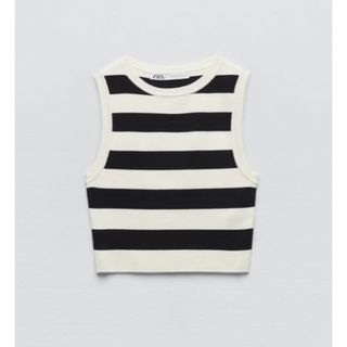 ザラ(ZARA)のZARA ザラ ★ ボーダー　ベーシック クロップド ニット トップス(ニット/セーター)