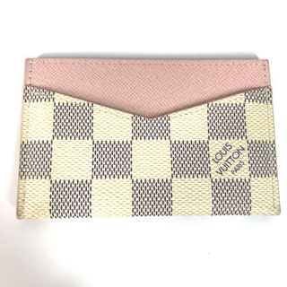 ルイヴィトン(LOUIS VUITTON)のルイヴィトン LOUIS VUITTON カードケース ポルト カルト・サーンプル N60286 ダミエアズール 名刺入れ パスケース カードケース ダミエアズールキャンバス ローズバレリーヌ ピンク 美品(パスケース/IDカードホルダー)