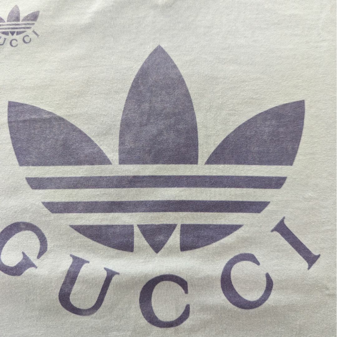 Gucci(グッチ)のグッチ × アディダス Tシャツ 半袖 Mサイズ コットン ブルー 青 レディースのトップス(Tシャツ(半袖/袖なし))の商品写真