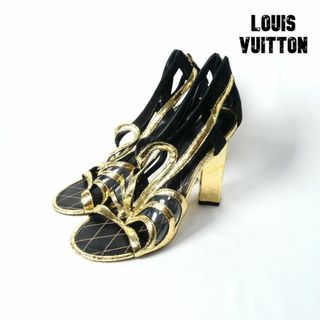 ルイヴィトン(LOUIS VUITTON)の良品 LOUIS VUITTON 非売品 スエード 太ヒール サンダル パンプス(ハイヒール/パンプス)