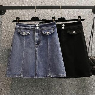 【ラス１黒3XL】大きいサイズ　レディース　デニム　ミニスカート　新品(ミニスカート)
