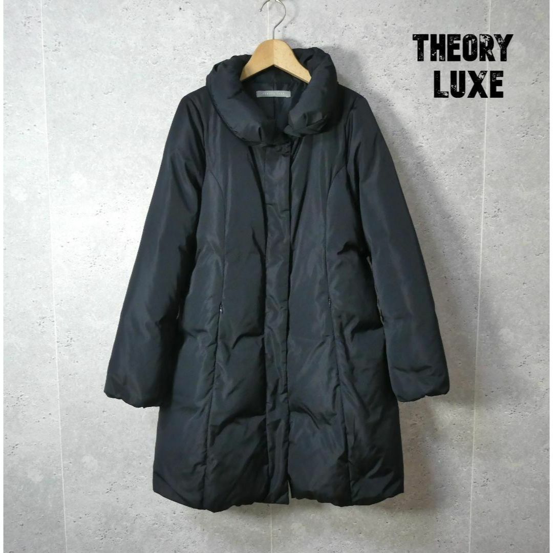 48㎝肩幅良品 綺麗 Theory luxe ボリュームネック ロング丈 ダウンコート