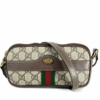 グッチ(Gucci)の【在庫一掃】GUCCI グッチ ショルダーバッグ オフィディア ウェブストライプ ミニ 肩掛け 斜め掛け ダブルG 小さめ 鞄 かばん 598664 GGスプリームキャンバス  レザー   ベージュ/エボニー ゴールド金具 レディース 美品【中古品】(ショルダーバッグ)