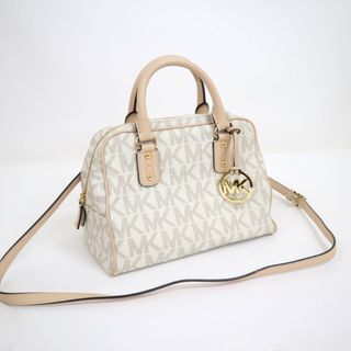 マイケルコース(Michael Kors)の【MICHAEL KORS】マイケルコース 2WAYハンドバッグ MKシグネチャー キャンバス ホワイト×ゴールド金具/hm10039ik(ハンドバッグ)