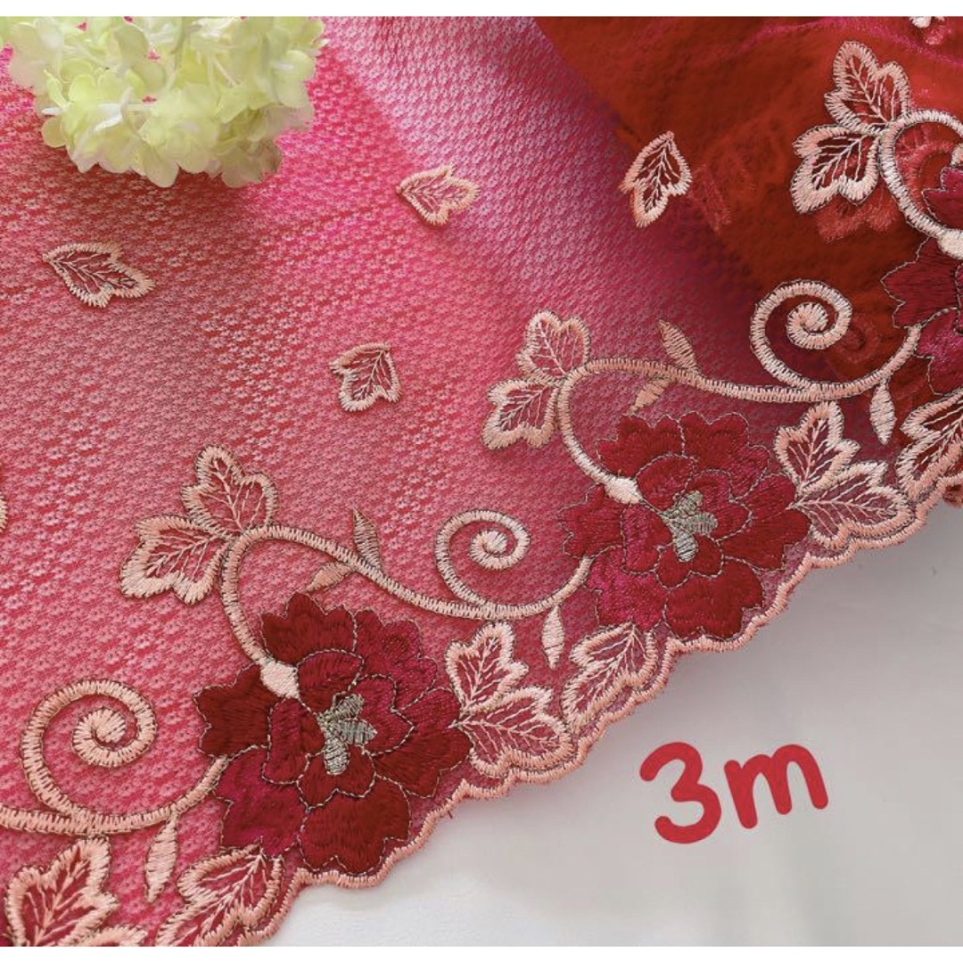 s562 新作 3m  上品　花柄　刺繍レース生地 チュールレース ハンドメイドの素材/材料(生地/糸)の商品写真