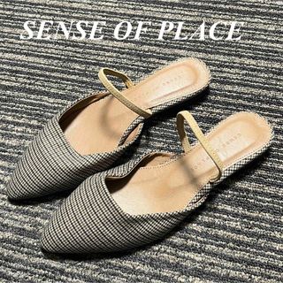 センスオブプレイスバイアーバンリサーチ(SENSE OF PLACE by URBAN RESEARCH)のSENSE OF PLACE ♡サンダル　チェック柄　S 約23cm 即発送(サンダル)