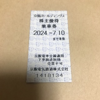 京阪百貨店 - 京阪電車　株主優待乗車券　1枚
