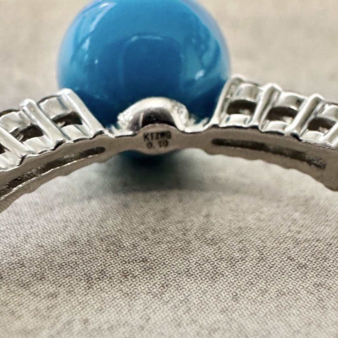 新品❗️K18WG アリゾナターコイズ 0.1ctダイヤモンド ストレッチリング レディースのアクセサリー(リング(指輪))の商品写真