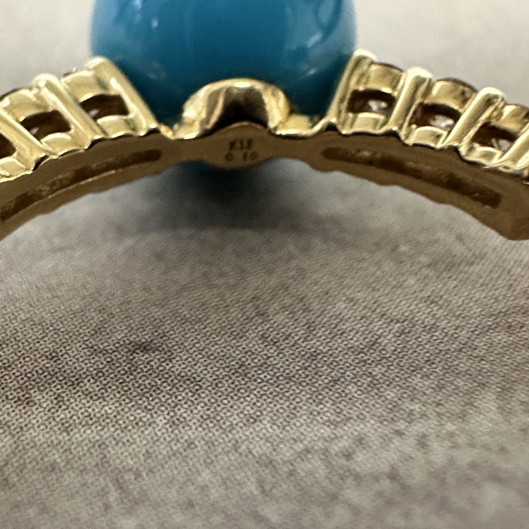 新品❗️K18YG アリゾナターコイズ 0.1ctダイヤモンド ストレッチリング レディースのアクセサリー(リング(指輪))の商品写真