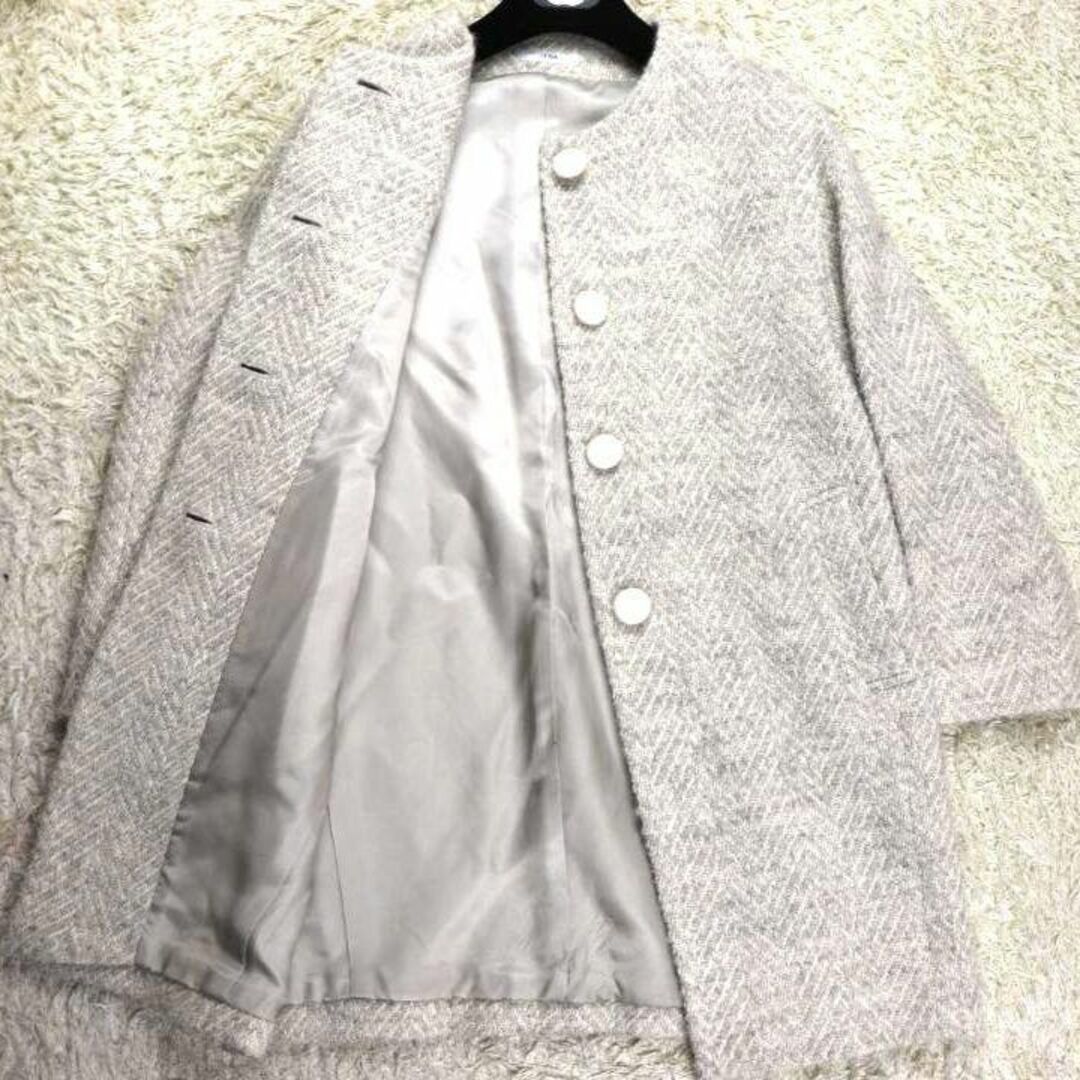IENA(イエナ)の《美品》IENA　ノーカラーコート　ツイード/ラメ入り　大きいボタン レディースのジャケット/アウター(ロングコート)の商品写真