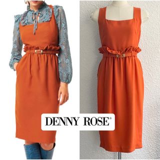 デニーローズ(DENNYROSE)の1度着用 DENNY ROSE ウエストフリル ジャンパースカート Orange(ひざ丈ワンピース)