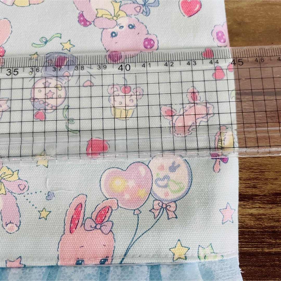 mira様専用　レッスンバッグ　上履き入れ　☆うさぎ　くま　ブルー ハンドメイドのキッズ/ベビー(外出用品)の商品写真