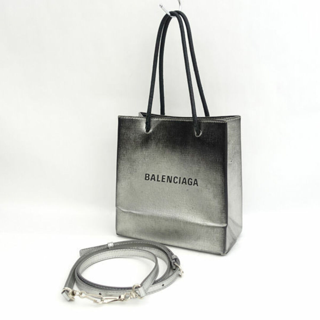 BALENCIAGA / バレンシアガ ◆ショッピングトートXXS 2WAYバッグ シルバー 597858 8111 568024 ブランド【中古】 [0220480234] レディースのバッグ(トートバッグ)の商品写真