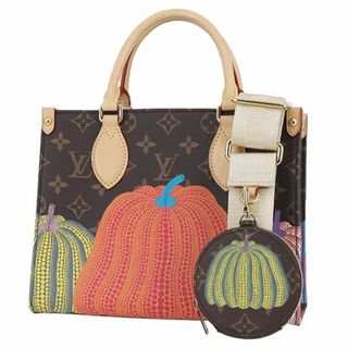 ルイヴィトン(LOUIS VUITTON)のルイヴィトン バッグ トートバッグ ショルダーバッグ オンザゴー PM 草間彌生 コラボ ブラウン パンプキン 美品 1786(ショルダーバッグ)