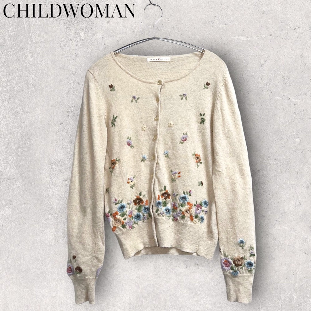 CHILD WOMAN(チャイルドウーマン)のCHILD WOMAN 刺繍ニットカーディガン チャイルドウーマン レディースのトップス(カーディガン)の商品写真