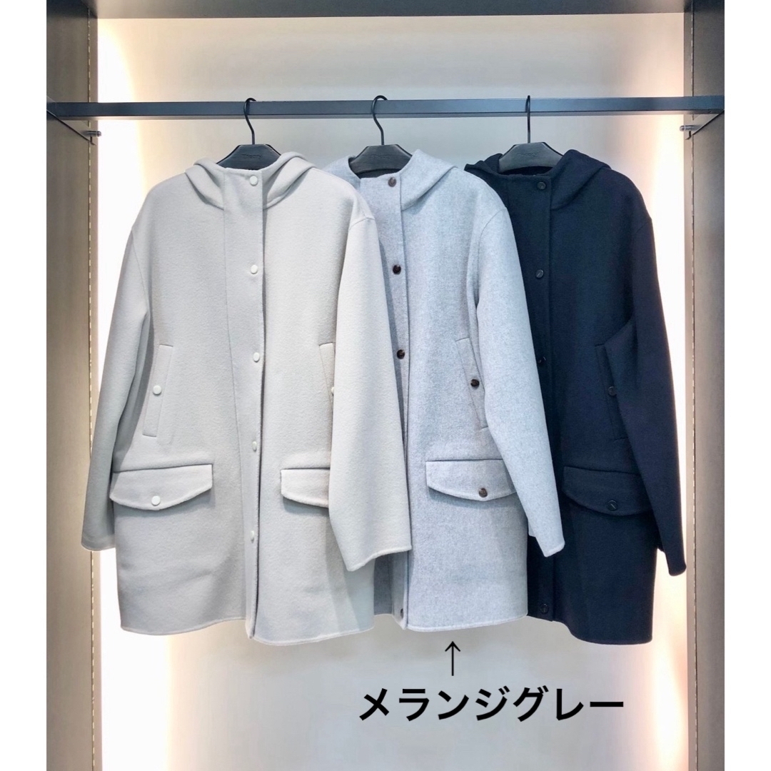 theory(セオリー)のtheory 23AW ダブルフェイス　フード付きコート　グレー　P レディースのジャケット/アウター(ピーコート)の商品写真