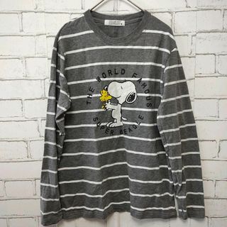 スヌーピー(SNOOPY)の【PEANUTS】トップス (S) グレー スヌーピー(Tシャツ(長袖/七分))