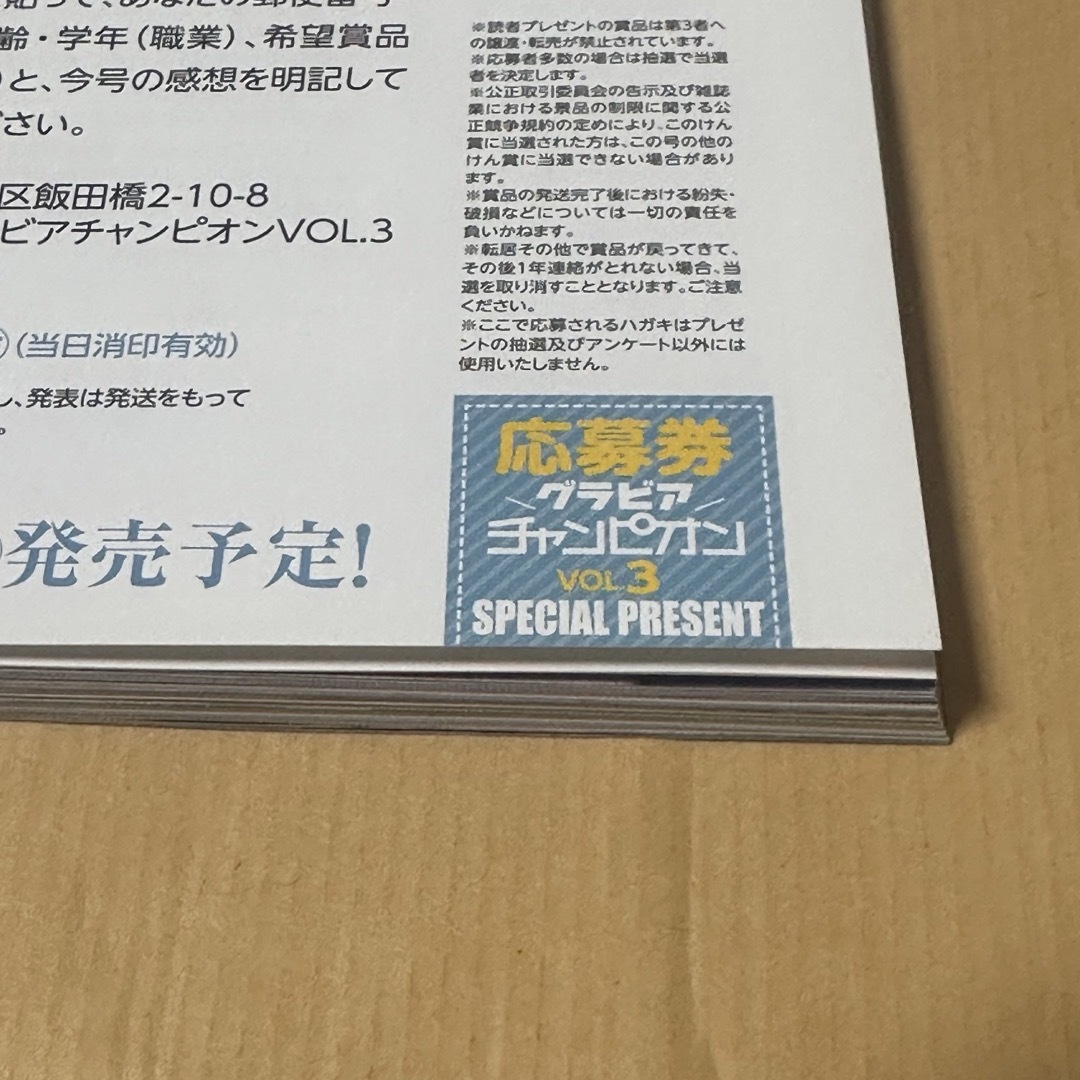 秋田書店(アキタショテン)のグラビアチャンピオン Vol.3  スペシャルプレゼント 応募券1枚※応募券のみ エンタメ/ホビーの雑誌(その他)の商品写真