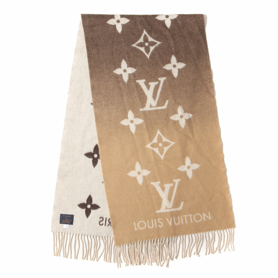 美品 LOUIS VUITTON ルイヴィトン 現行モデル カシミヤ ウール ニット マフラー レイキャビック グラディエント M73675  モノグラム グラデーション 大判 ストール スカーフ ブラウン ベージュ イギリス製 【メンズ】【中古】 | フリマアプリ ラクマ