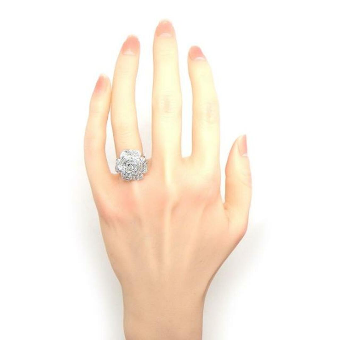 【ダイヤモンド】 リング バラ ローズ フラワーモチーフ パヴェ ダイヤモンド 計0.90ct K18WG 10号 【中古】 レディースのアクセサリー(リング(指輪))の商品写真