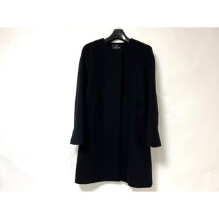 ランバンコレクション(LANVIN COLLECTION)のLANVIN COLLECTION ランバン コレクション レディース ノーカラーカシミアコート ブラック サイズ：38 2205104 美品(ロングコート)