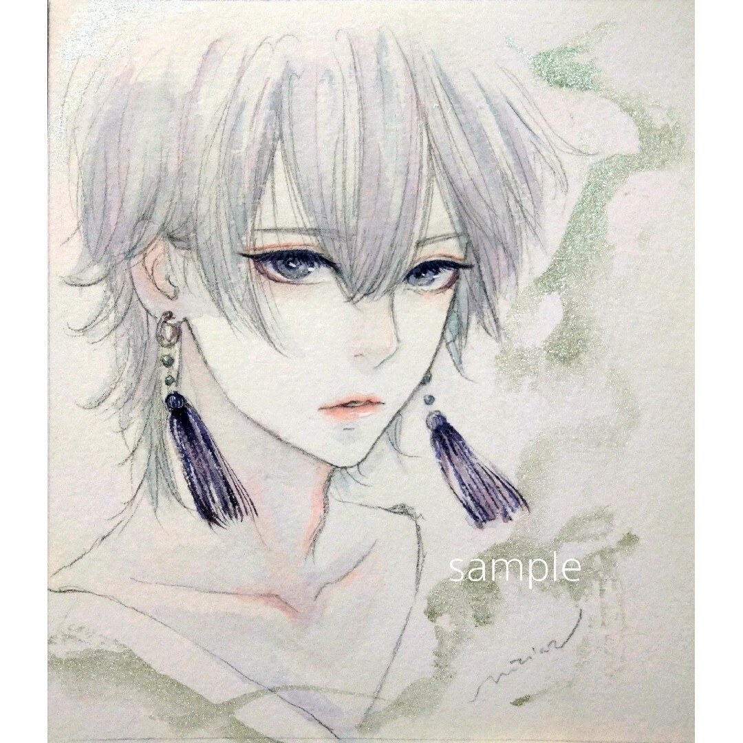 肉筆 手書きイラスト 水彩画 人物画 美人画 とおく 肉筆 手書きイラスト 水彩画 人物画 美人画 とおく